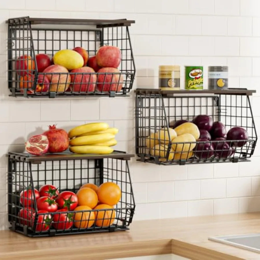 Wire Fruit Basket for Kitchen Storage: Hanging and Counter Basket for Vegetable Produce - Potato and Onion Storage for Pantry 3