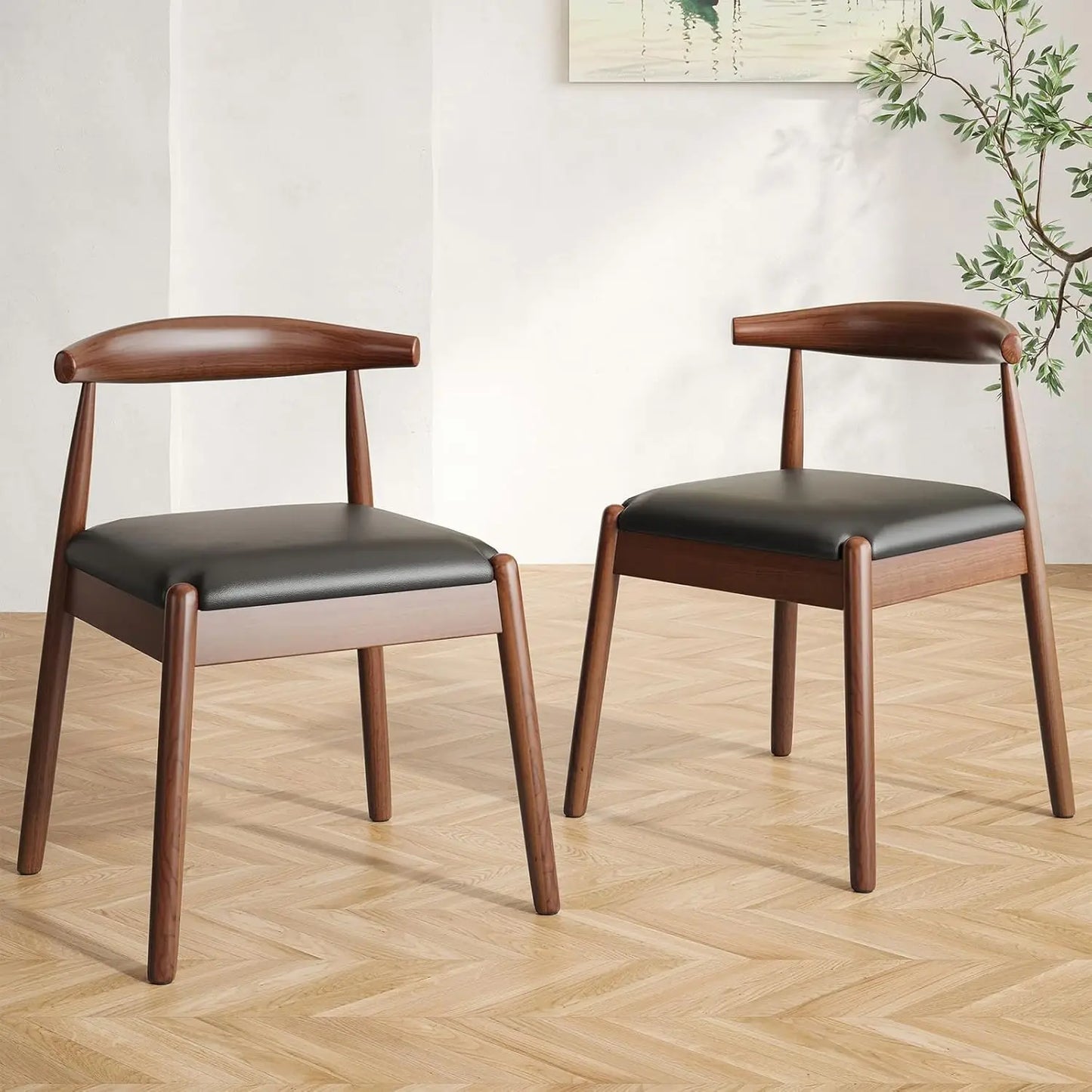 FARINI Dining Chairs Set of 2 Mid-Century Modern Solid Wood