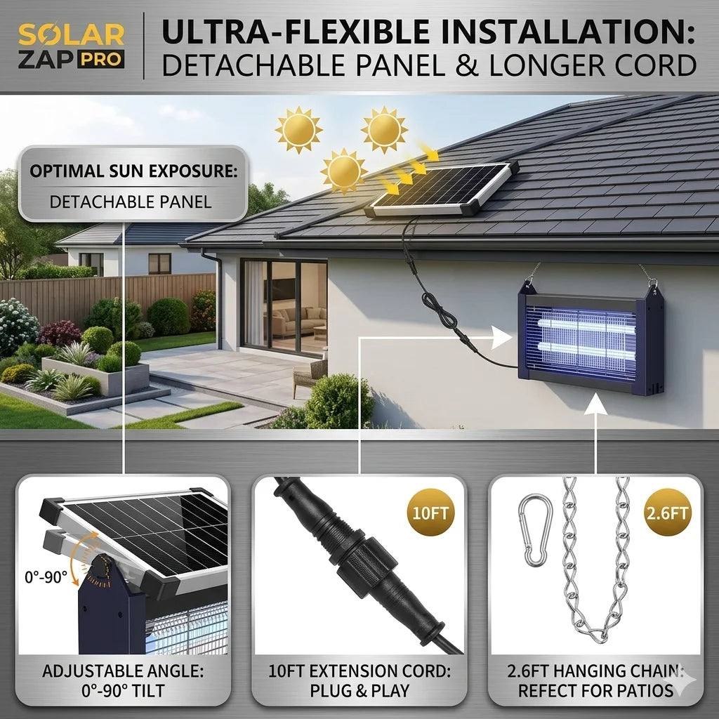 Solar Mosquito Zapper Outdoor Waterproof Dual Solar USB Rechargeable