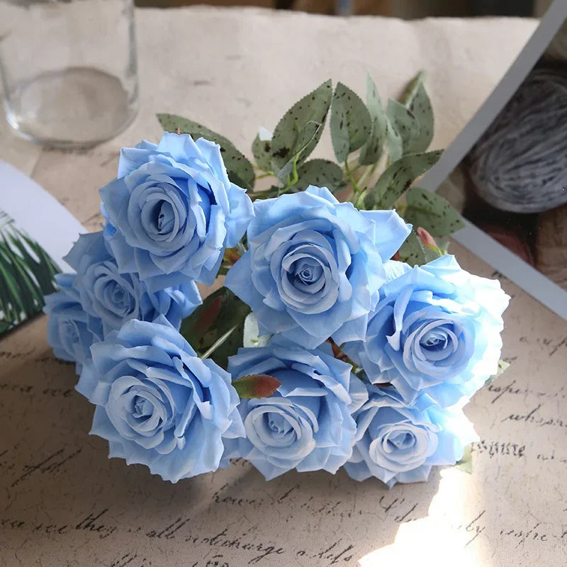 Artificial Rose Bouquet Nine Heads For Wedding And Home Decor