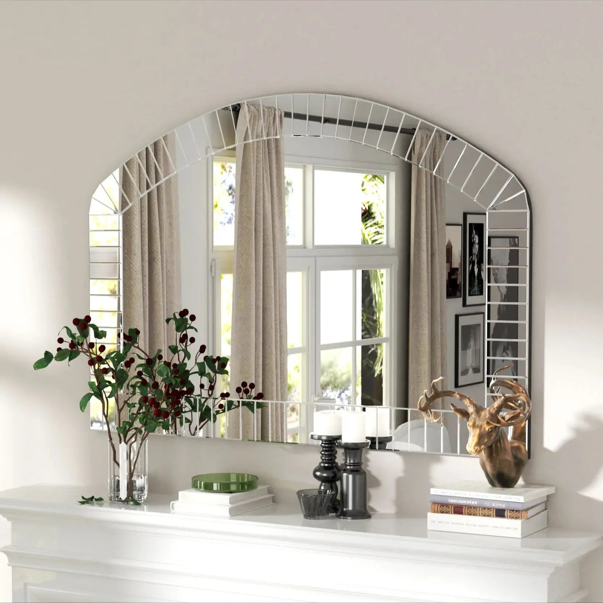 Arched Glass Wall Mirror Venetian Accent For Living Room