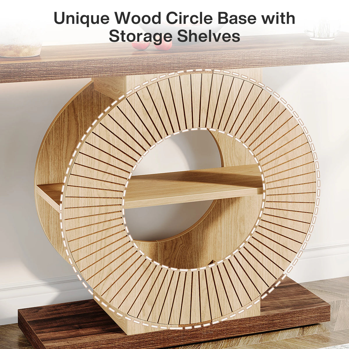 Tribesigns Modern Console Table with Storage Shelves and Rollers