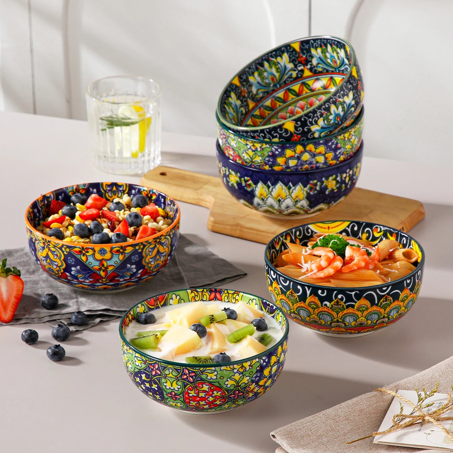 Malacasa Ceramic Bowls Set Porcelain Dinnerware Salad Pasta Rice