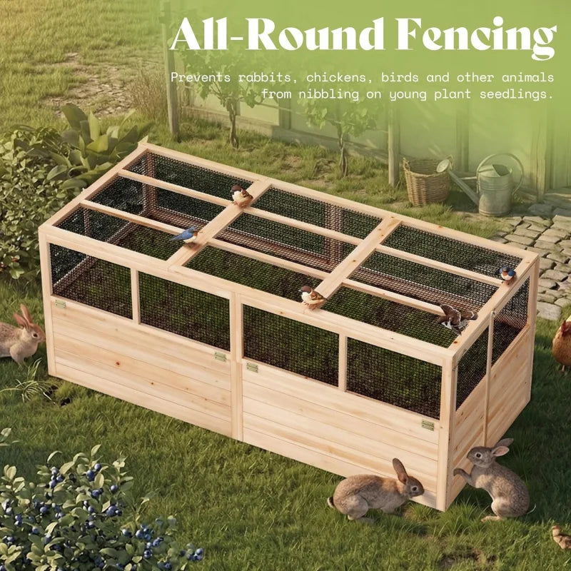 Raised Garden Bed With Hinged Fencing And Trellis Set