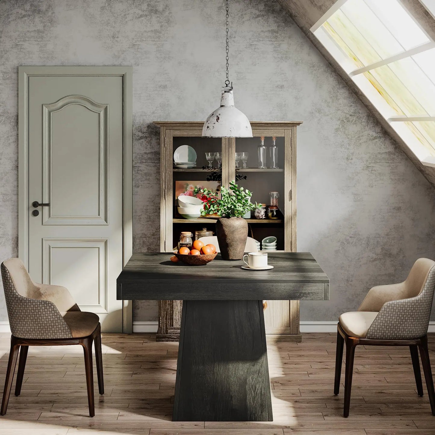 Tribesigns Farmhouse Square Dining Table For Four With Pedestal Base