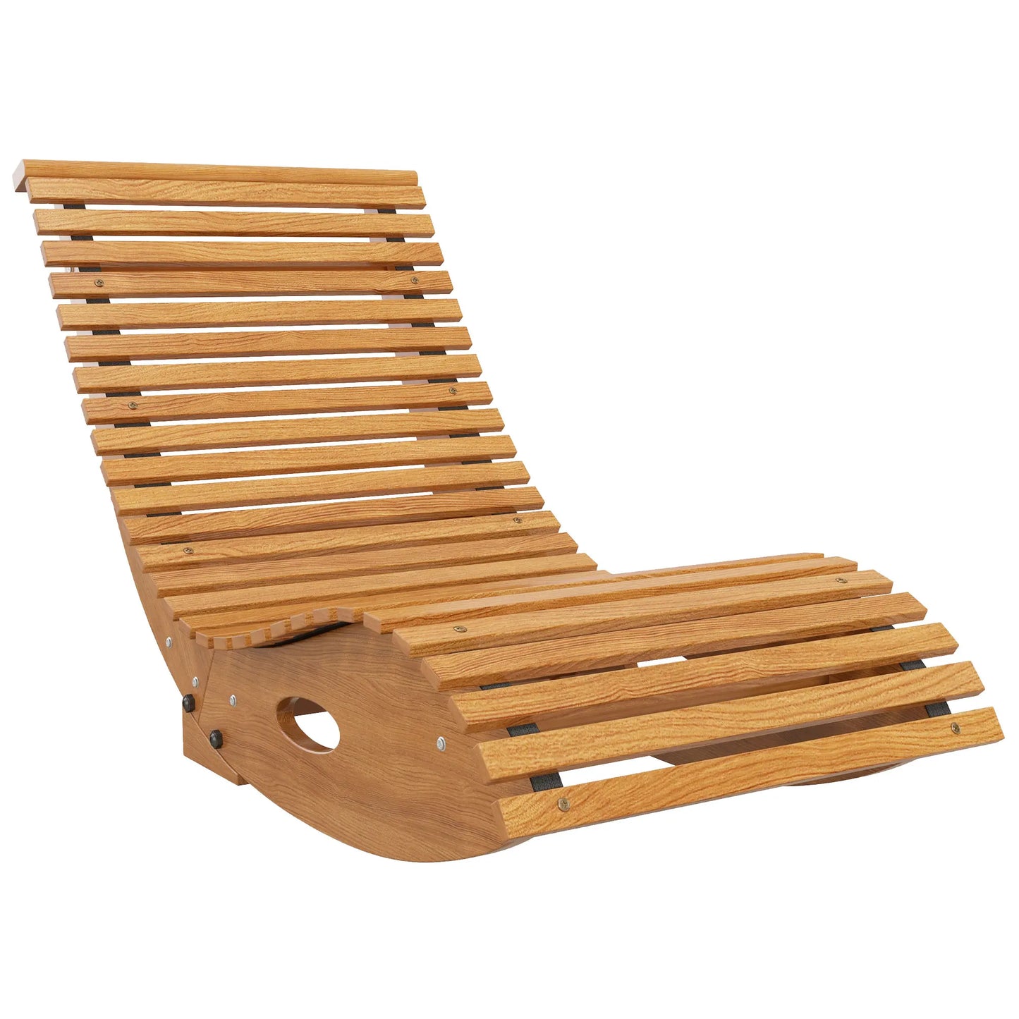 Outsunny Outdoor Rocking Chair Teak Wood Slatted Seat