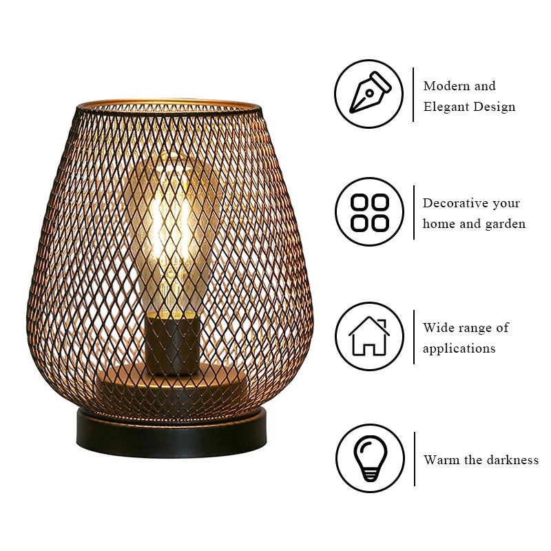NEWIMAGE Nordic Metal Hollow Cage Candle Holder LED Lantern
