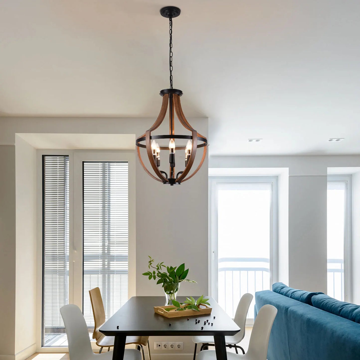 Modern Rustic Wooden Pendant Light Fixture Kitchen Dining