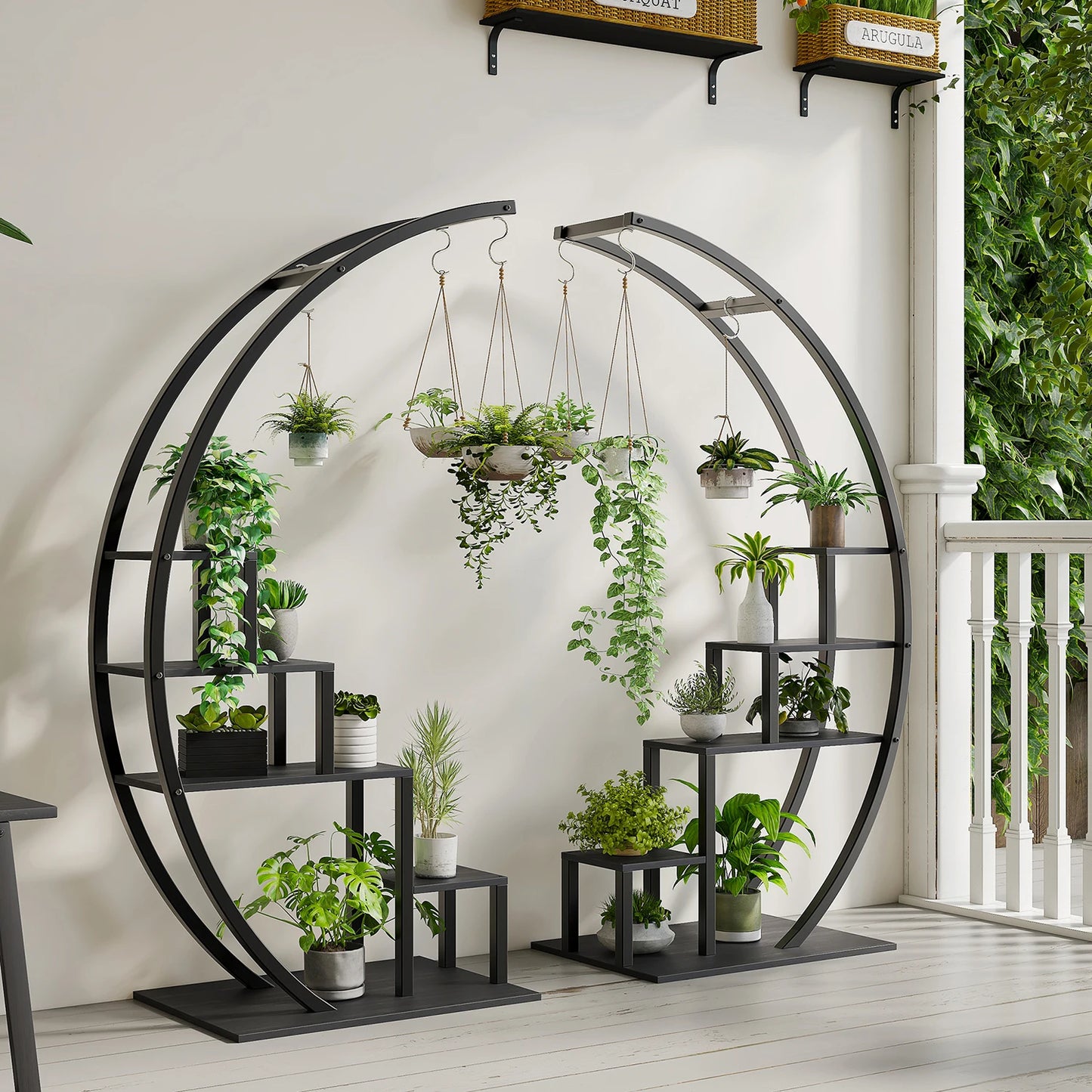 TWISTER.CK 5 Tier Plant Stand Indoor Half Moon Shelf