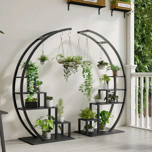 TWISTER.CK 5 Tier Plant Stand Indoor Half Moon Shelf