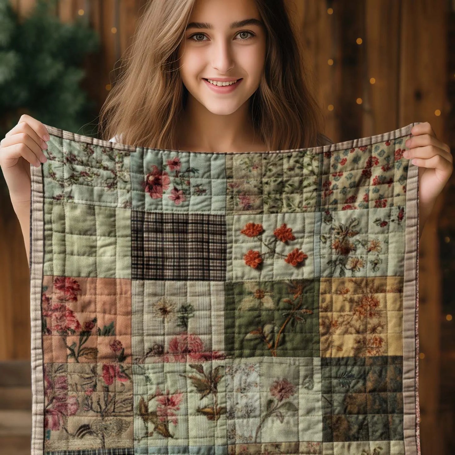 Vintage Checkered Floral Blanket All-Season Soft Throw Home