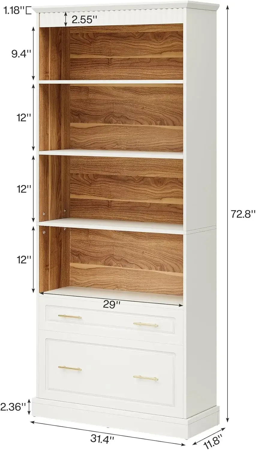 Tribesigns 5 Shelf Bookcase With File Cabinet Drawer