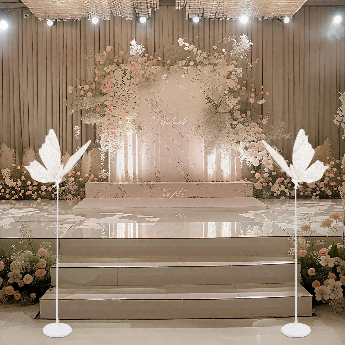 Wedding Butterfly Floor Lamp With LED Wings 2-Pack Adjustable Height