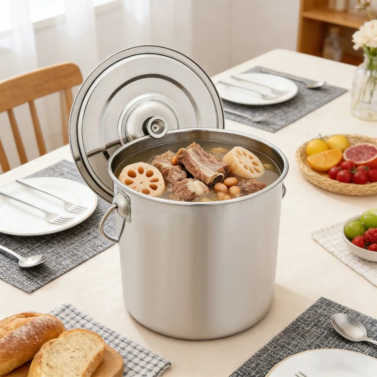 Bymaocar Stainless Steel Milk Can With Lid 304 Rustproof Storage