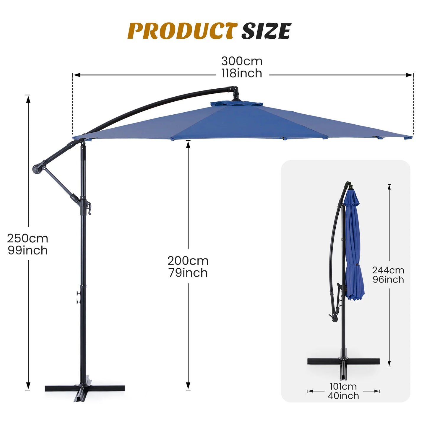 JHK Outdoor Patio Umbrella Cantilever With Easy Tilt And UV Protection