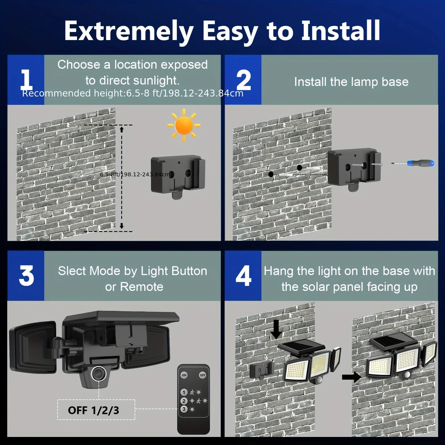 SZRSTH Outdoor Solar Motion Sensor Lights 3 Pack 2800LM Security