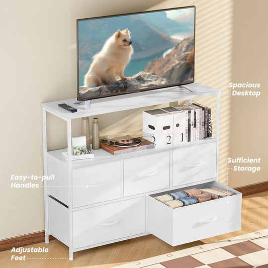 MCQ TV Stand Dresser With Five Fabric Storage Drawers