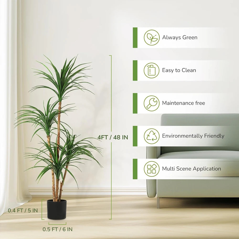 Studyset Artificial Dracaena Tree Indoor Decor Lifelike Tall Faux Plant
