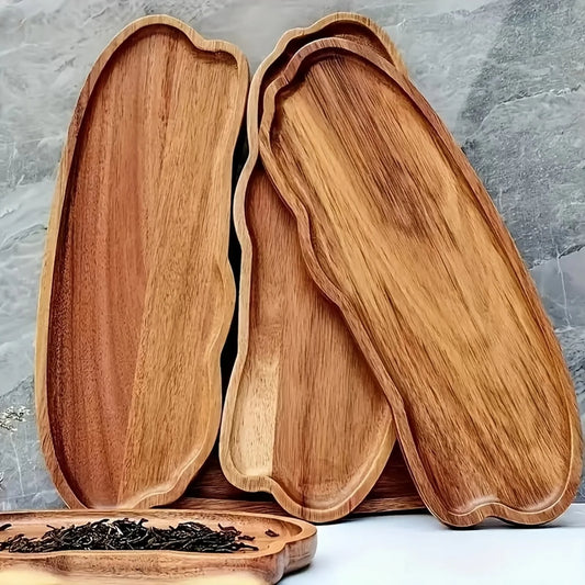 Japanese Style Acacia Wood Tray Serving Plate Heat Resistant
