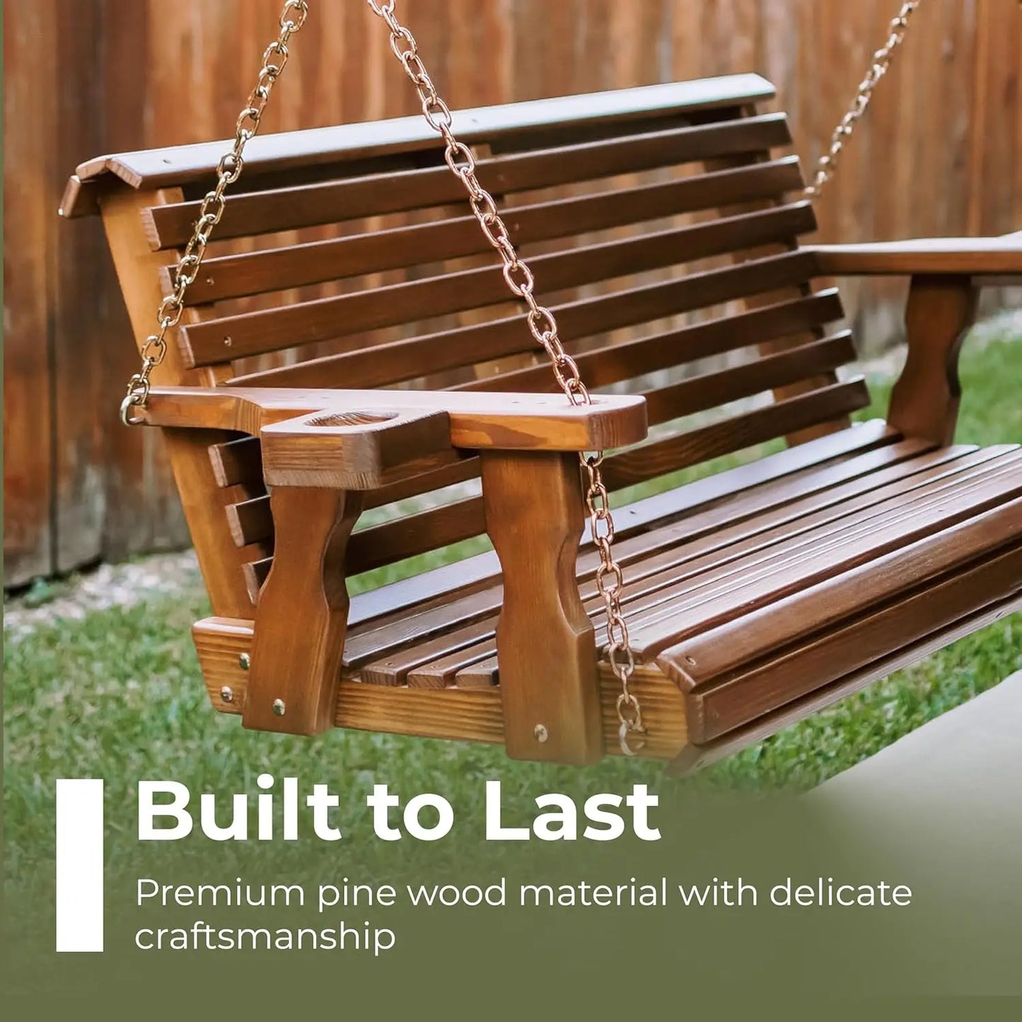 Heavy Duty 700Lb Rollback Porch Swing With Chains Outdoor
