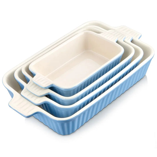 MALACASA 4 Piece Ceramic Bake Dishes With Handles Oven Safe