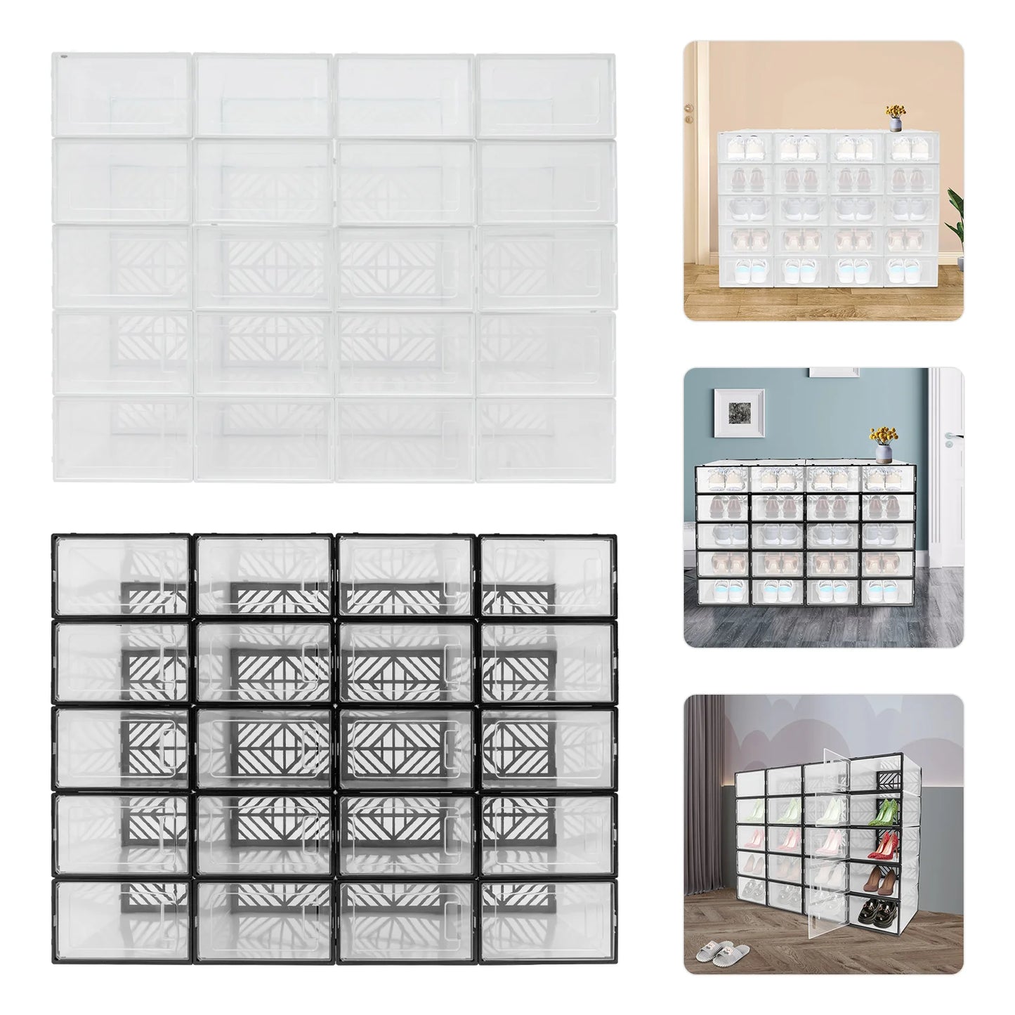 Transparent PP Plastic Shoe Storage Box Organizer Moisture Dustproof