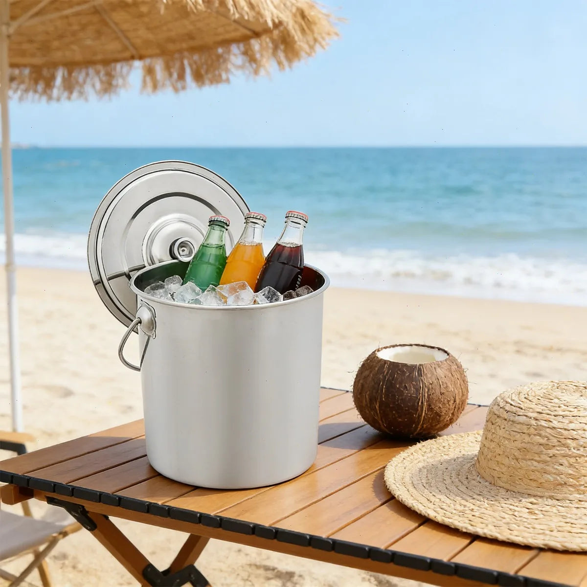 Bymaocar Stainless Steel Milk Can With Lid 304 Rustproof Storage
