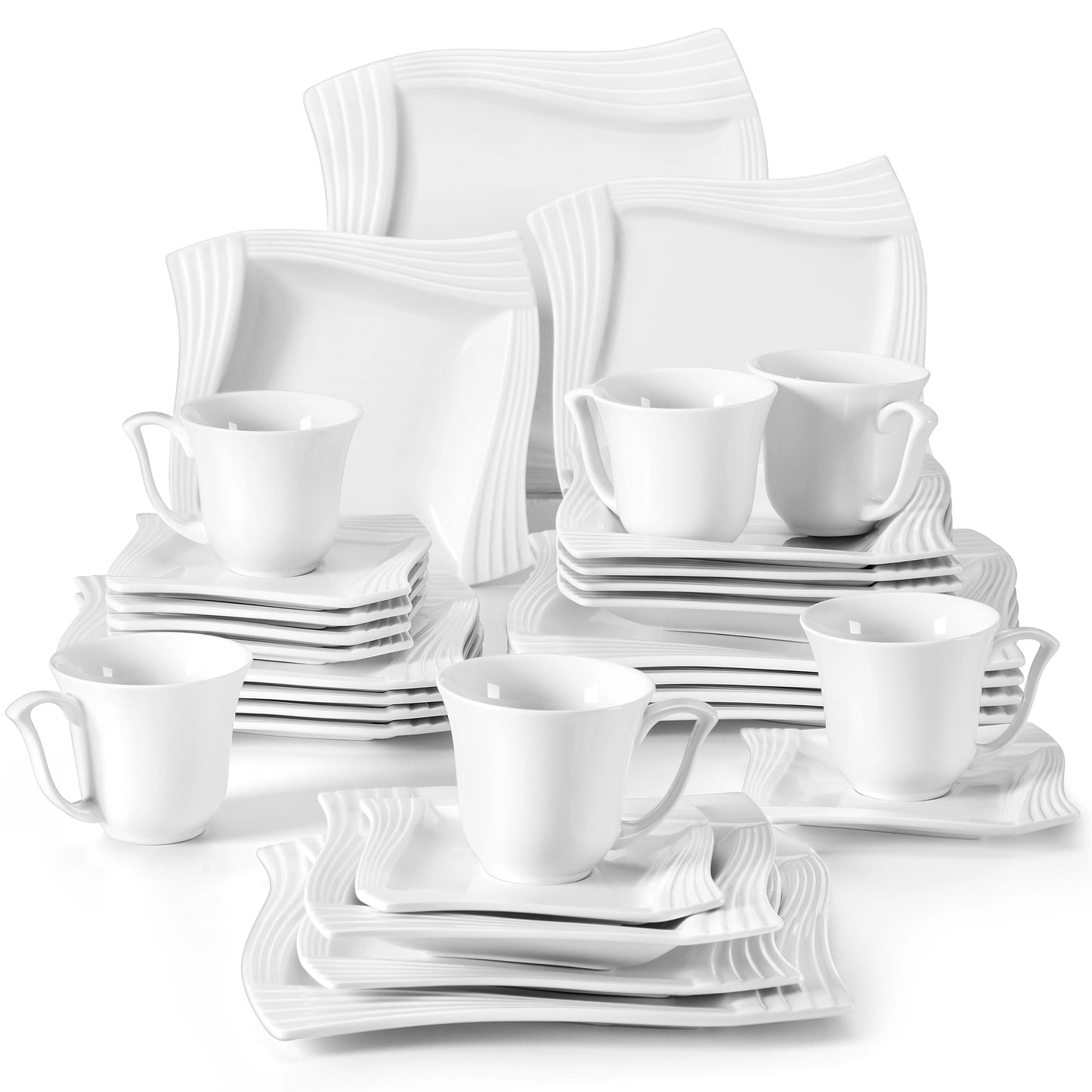 MALACASA Amparo Porcelain Dinnerware Set For Everyday Dining