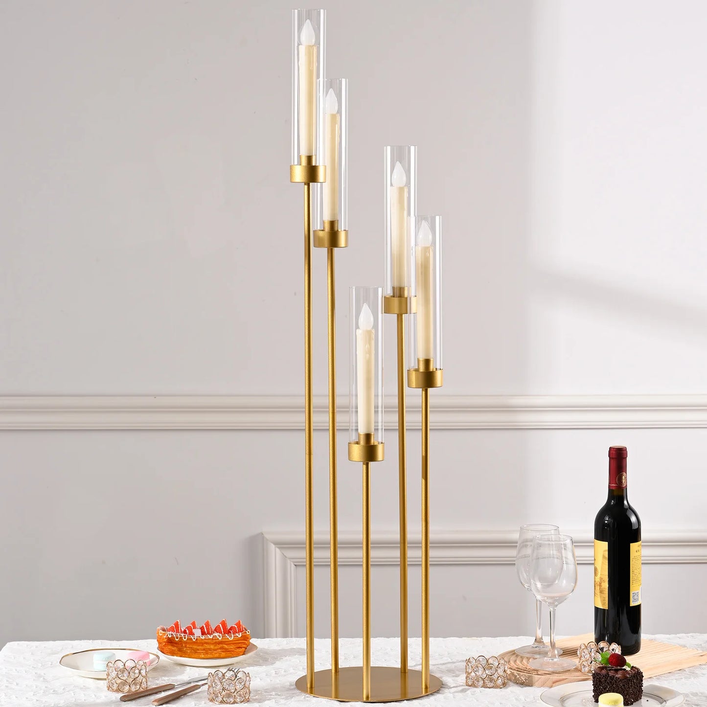 VINCIGANT Floor Candelabra 5 Arm LED Candle Holder For Weddings