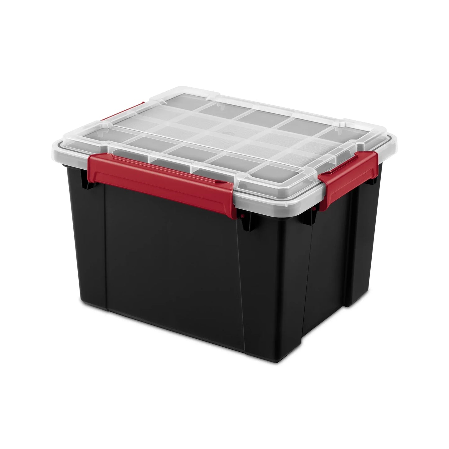 8.5 Gallon Waterproof Plastic Storage Bin with Lid, Gasket Seal & Durable Latches, Black Tote for Home, Garage, Outdoor Storage