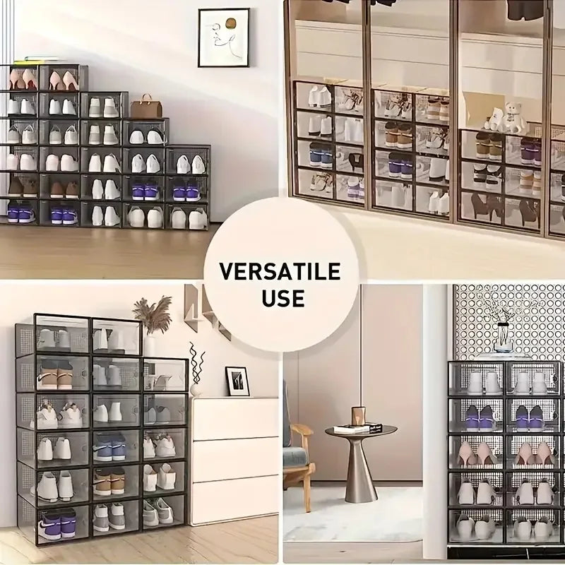 24pcs Stackable Plastic Shoe Storage Boxes Dustproof Transparent Organizer