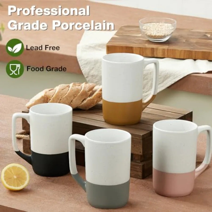 Porcelain Ceramic Coffee Mugs Set Of 4 With Handles