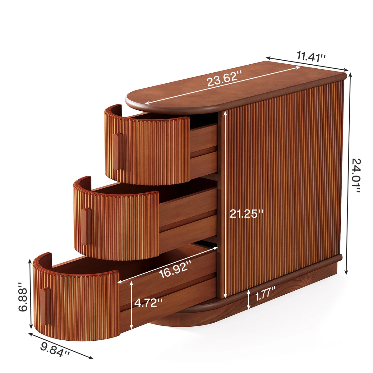 Tribesigns Solid Wood End Table With Three Drawers