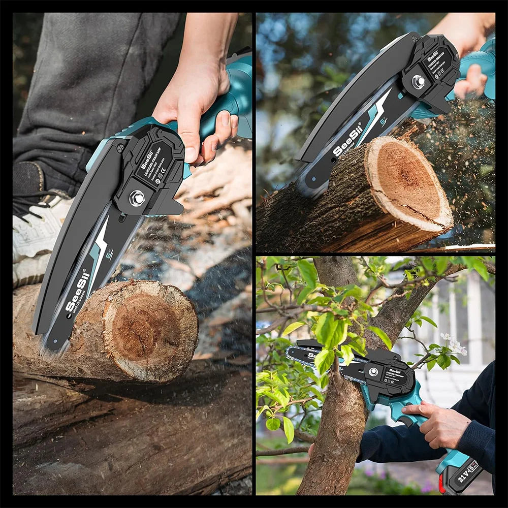 Seesii Cordless 18V Mini Chainsaw For Wood Cutting