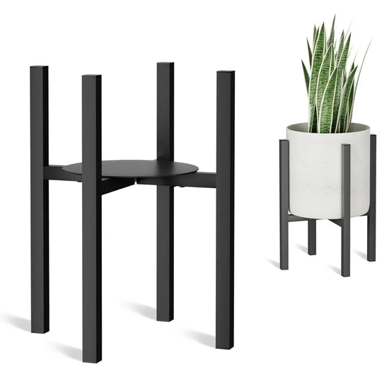 Adjustable Metal Plant Stand Indoor Outdoor Fits 8 to 12 Inches Pots Mid Century Modern Single Floor Flower Holder
