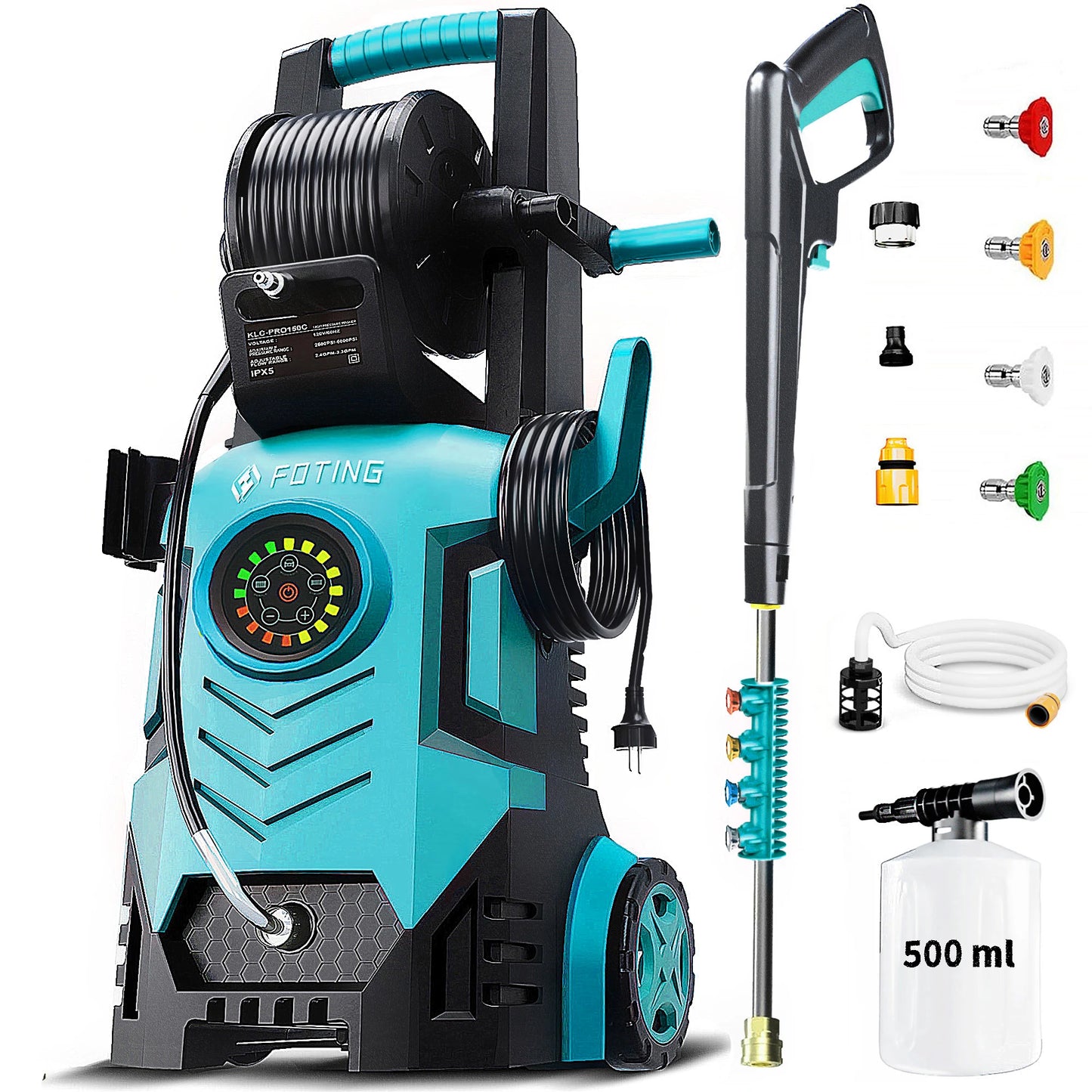 FOTING 5000 PSI Pressure Washer With GPM And Foam Cannon