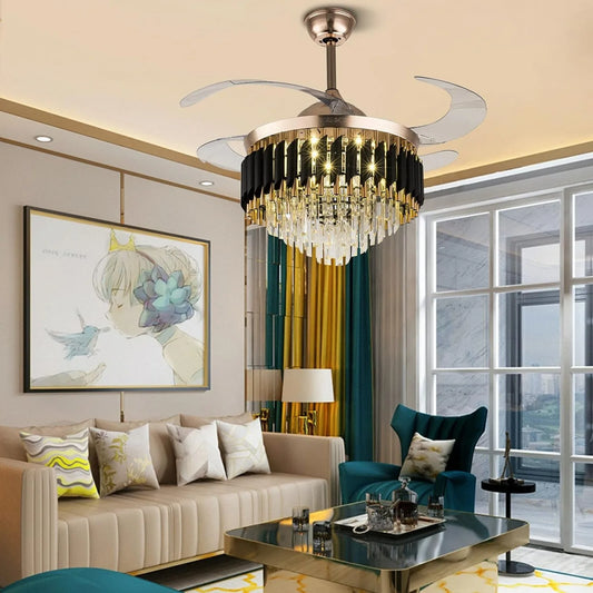 Crystal Ceiling Fan With LED Light, Remote Control