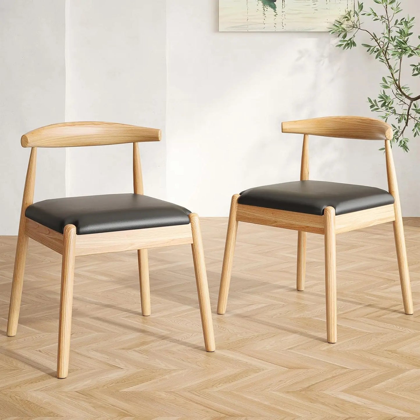 FARINI Dining Chairs Set of 2 Mid-Century Modern Solid Wood