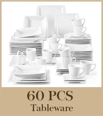 MALACASA Porcelain Dinnerware Set Service For 12 Modern Tableware