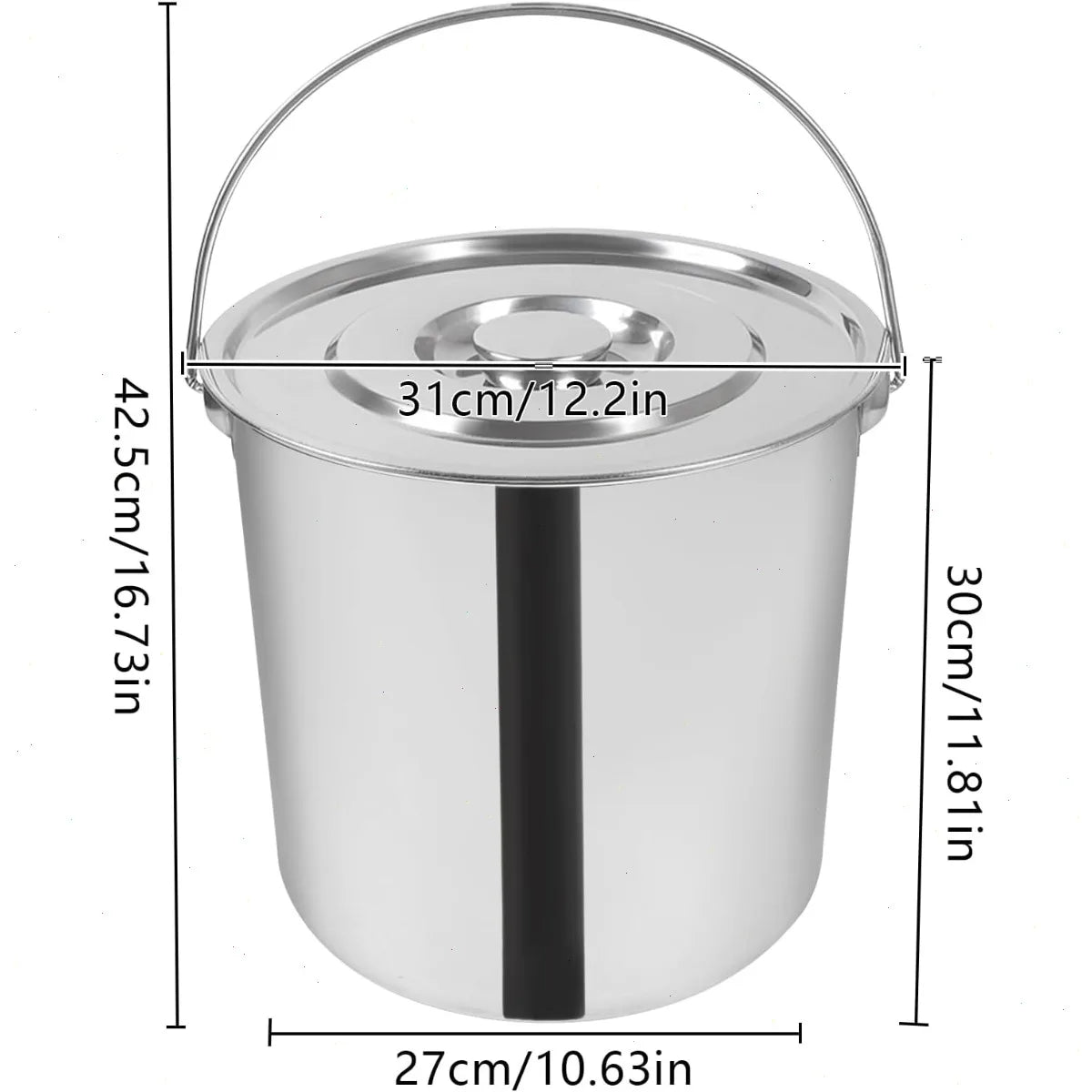Bymaocar Stainless Steel Milk Can With Lid 304 Rustproof Storage