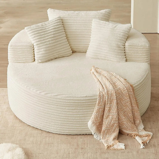Round Upholstered Corduroy Lounge Chair For Indoor Use