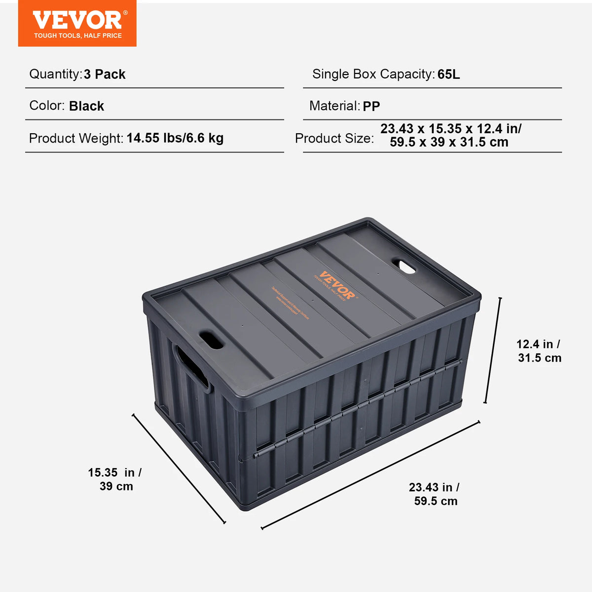 SucceBuy Collapsible Stackable Storage Crates With Lids for Garage