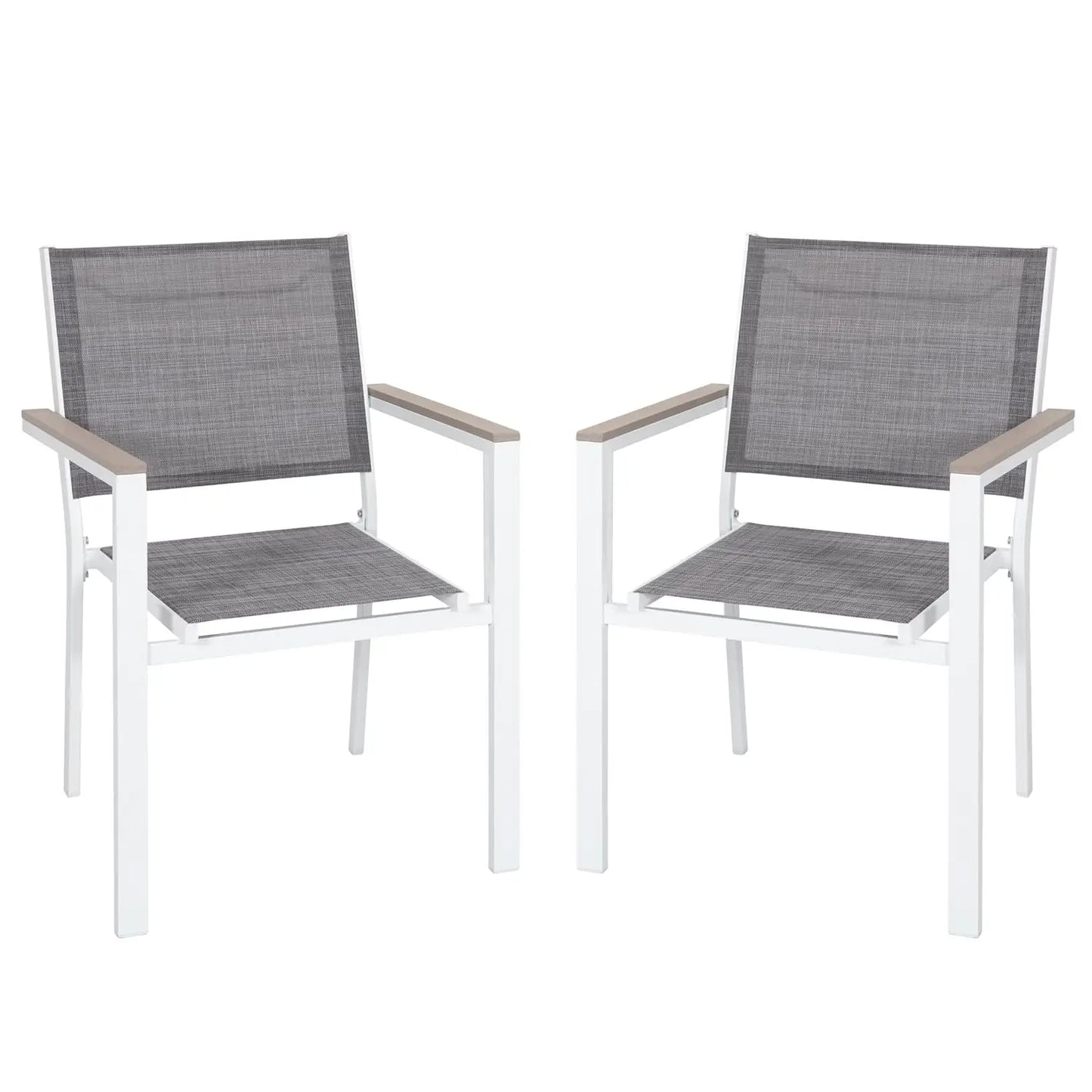 Stackable Metal Patio Dining Chairs with Armrest, Outdoor Garden Backyard Deck Poolside Bistro Set of 2, Black, Custom
