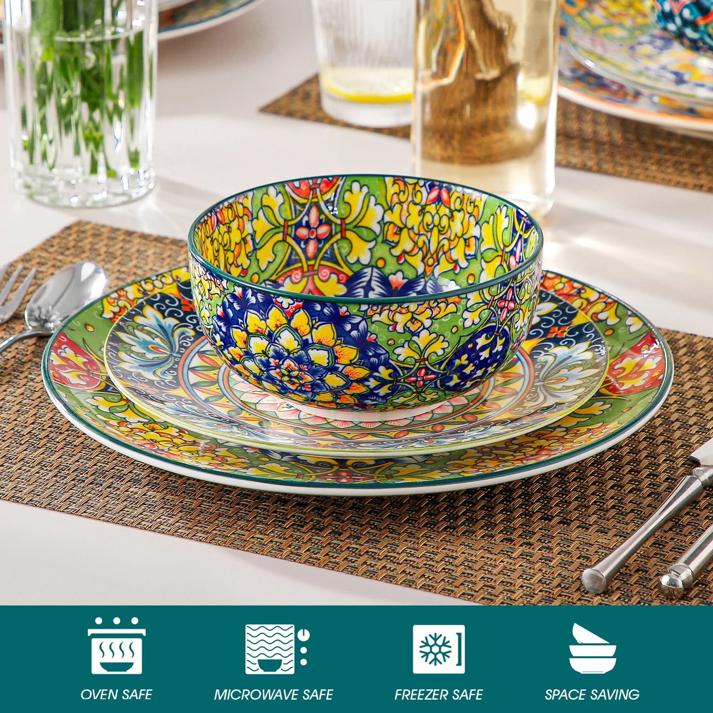 Malacasa Ceramic Bowls Set Porcelain Dinnerware Salad Pasta Rice