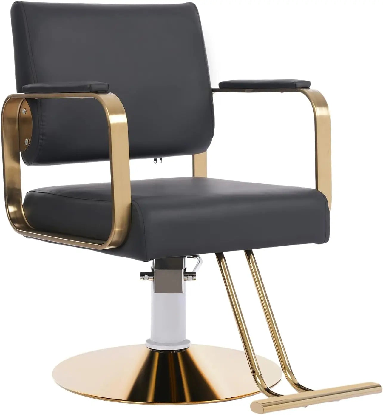 Professional Reclining Chair w/Footrest Hydraulic Barber Chair, 440lbs Adjustable Salon Beauty Spa Hair Styling Chair 360 Degree Swivel Height for Hair Salons (Black Gold)