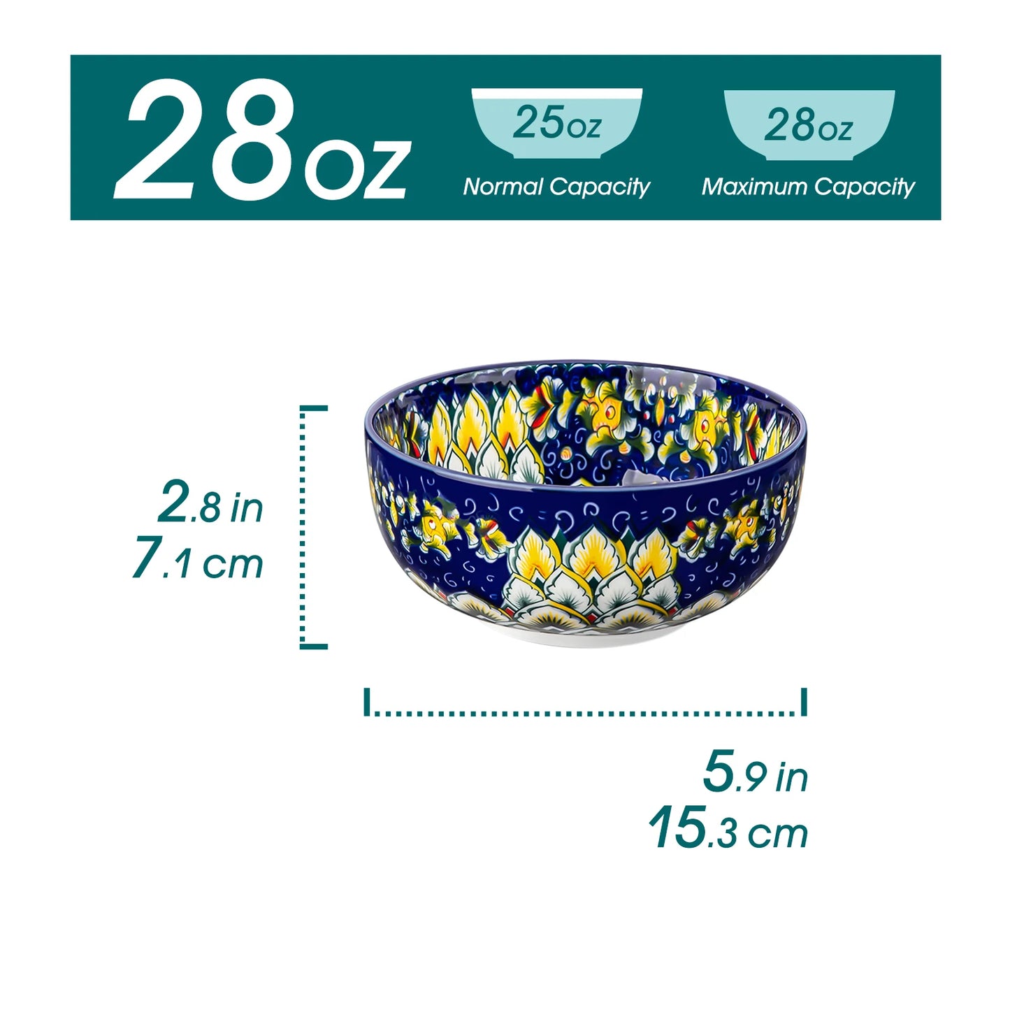 Malacasa Ceramic Bowls Set Porcelain Dinnerware Salad Pasta Rice