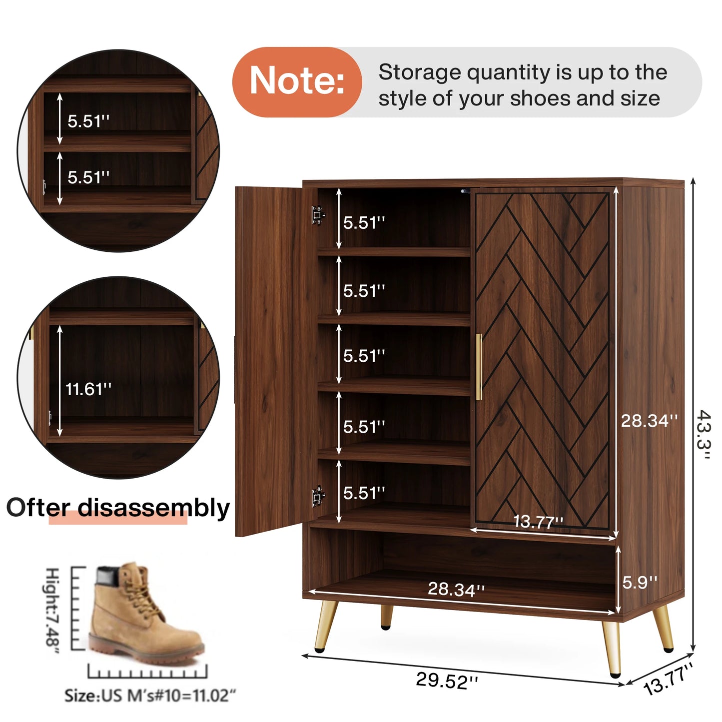 Tribesigns 6-Tier Shoe Cabinet With Doors And Adjustable Shelves