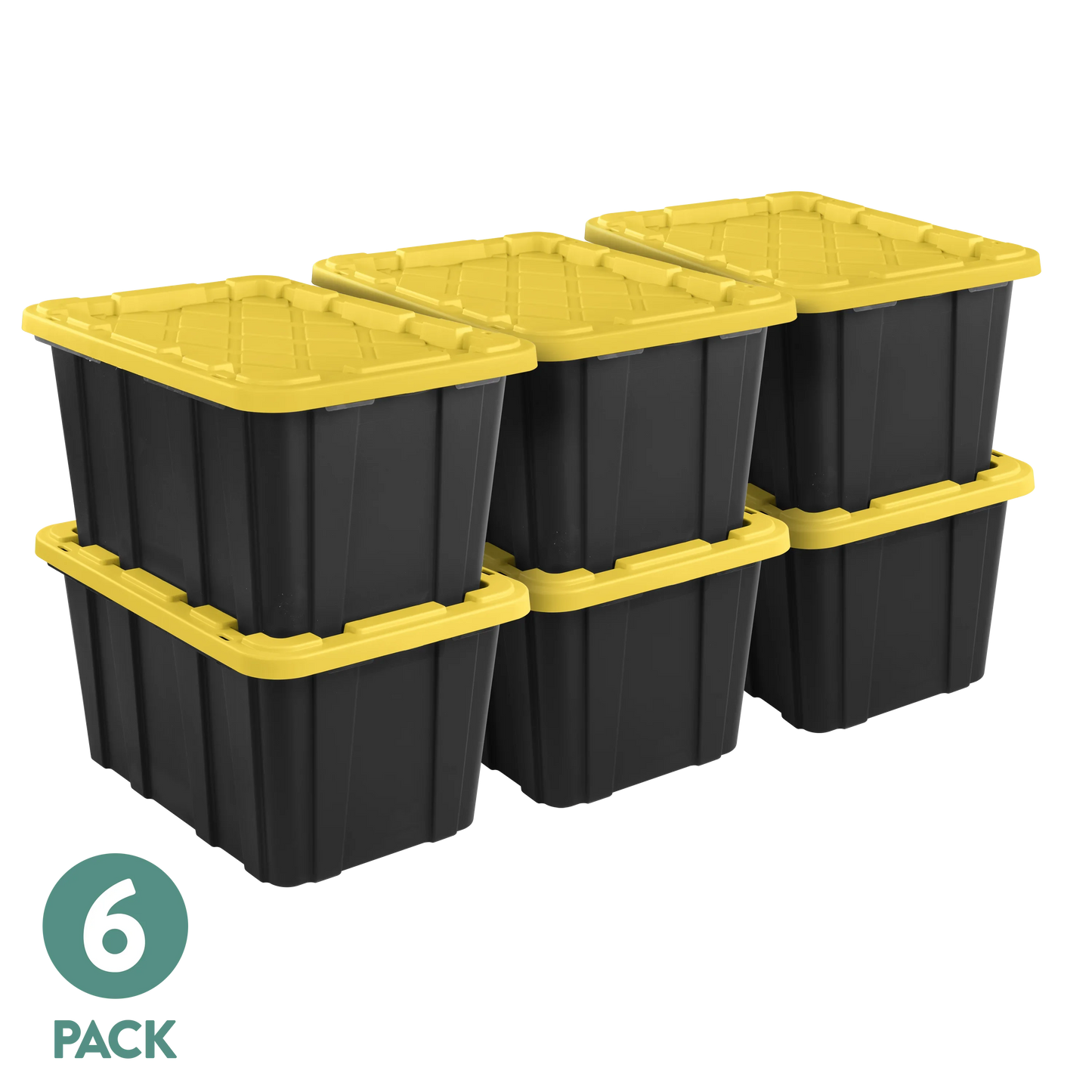 Industrial Plastic Storage Tote With Snap On Lid 6 Pack