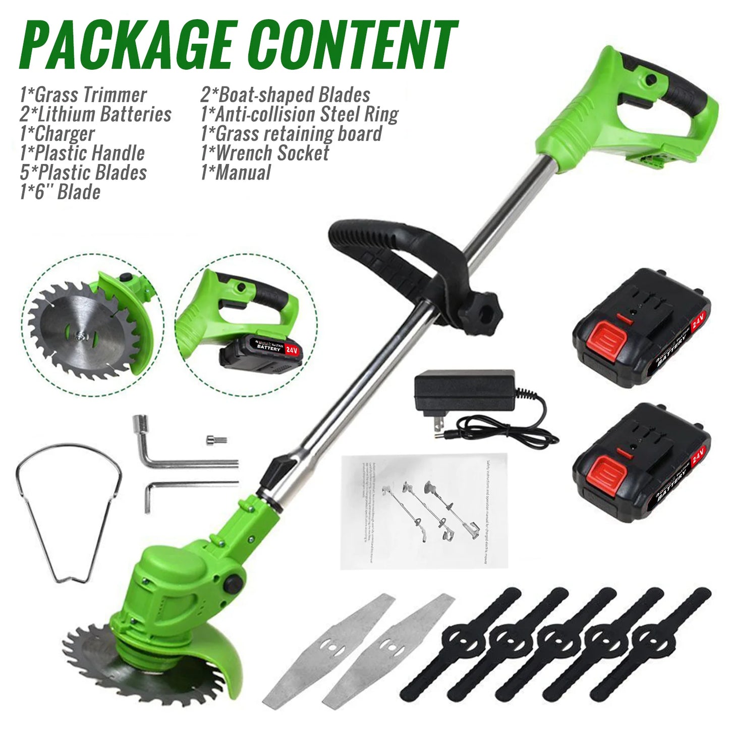 Electric Cordless Weed Trimmer 2 In 1 Brushless String Cutter