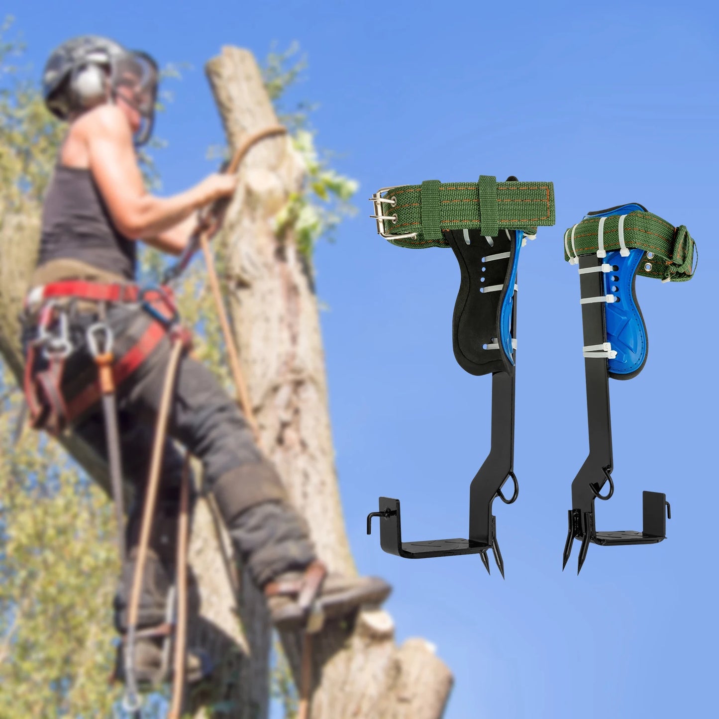 Tree Climbing Spikes Set With Pole Climbing Gaffs And Rope